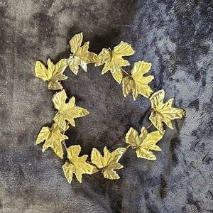 Vintage Metal Brass Copper Wall Decore Leaves in Shape of Heart MCM